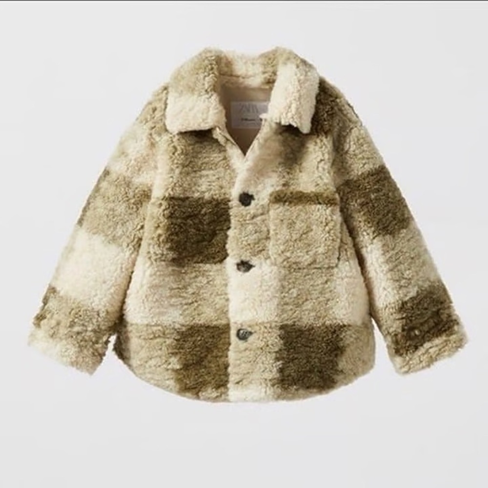 Zara Plaid Sherpa Coat/Jacket (Unisex, 4-5)